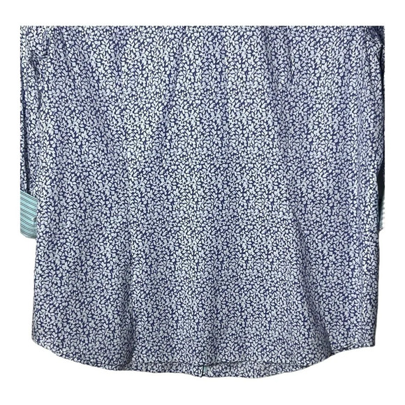 1548. TALBOTS 3/4 SLEEVES FLORAL PATTERN TOP FULL BUTTON‎ UP BLUE/WHITE IN COLOR - Picture 9 of 9